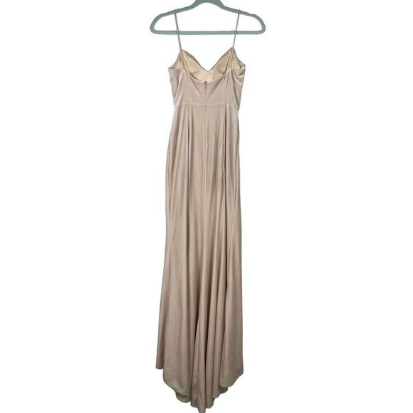 Nouvelle Amsale Sara Dress Full Length Champagne Formal Bridesmaid Velvet Prom - Picture 8 of 12